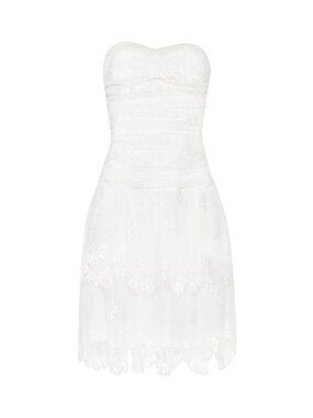 Vintage 90s Vicky Tiel Ivory Lace Mini